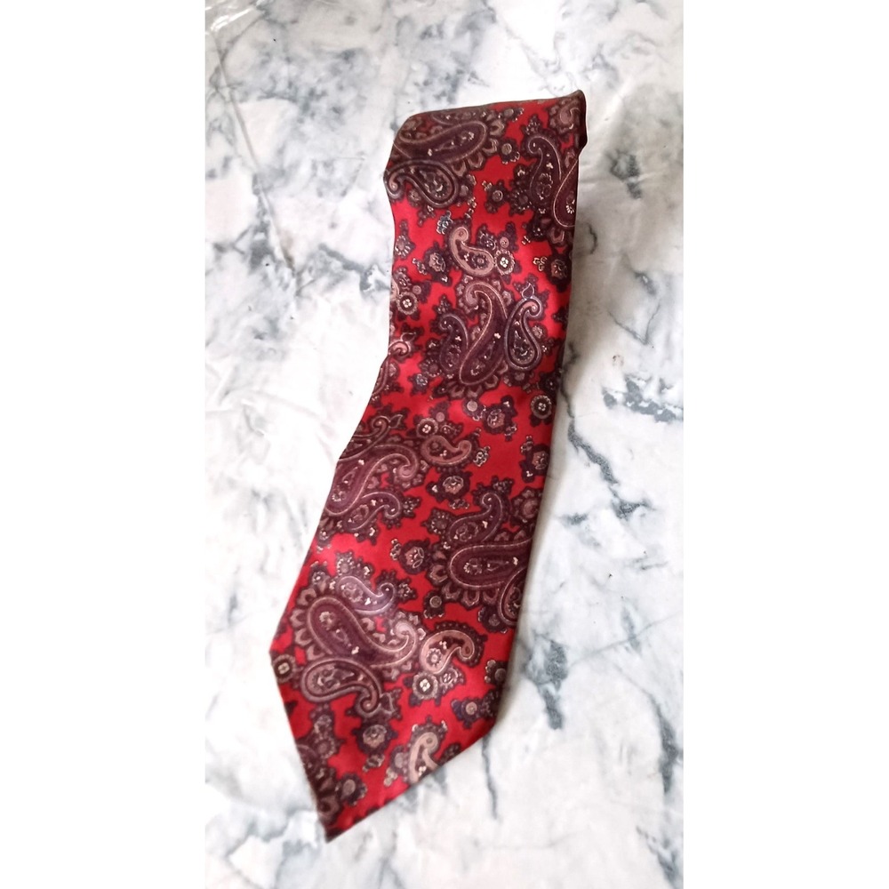Equus‎ Men Red Paisley 100% Silk Necktie Made in USA Classic Wide Tie Preppy USA